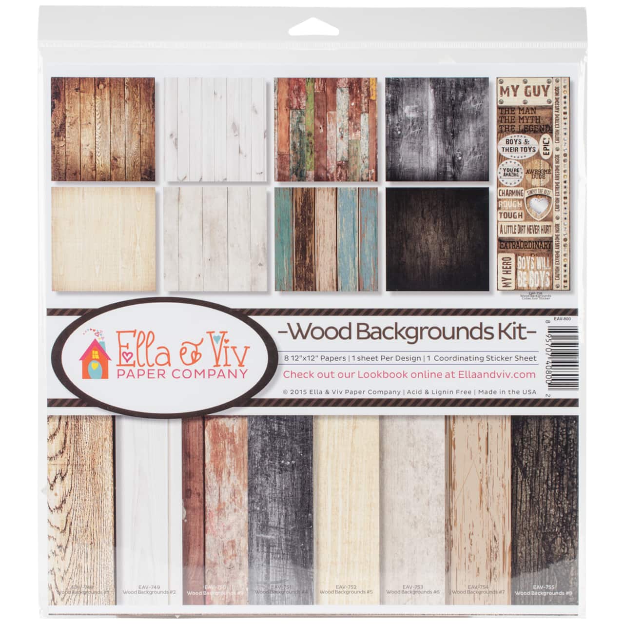 Ella & Viv Collection Kit 12"X12"-Wood Backgrounds